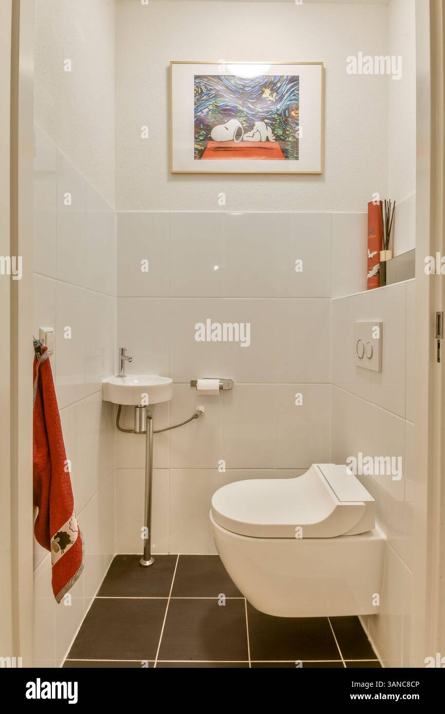 This contemporary bathroom features sleek lines and a clean aesthetic ...