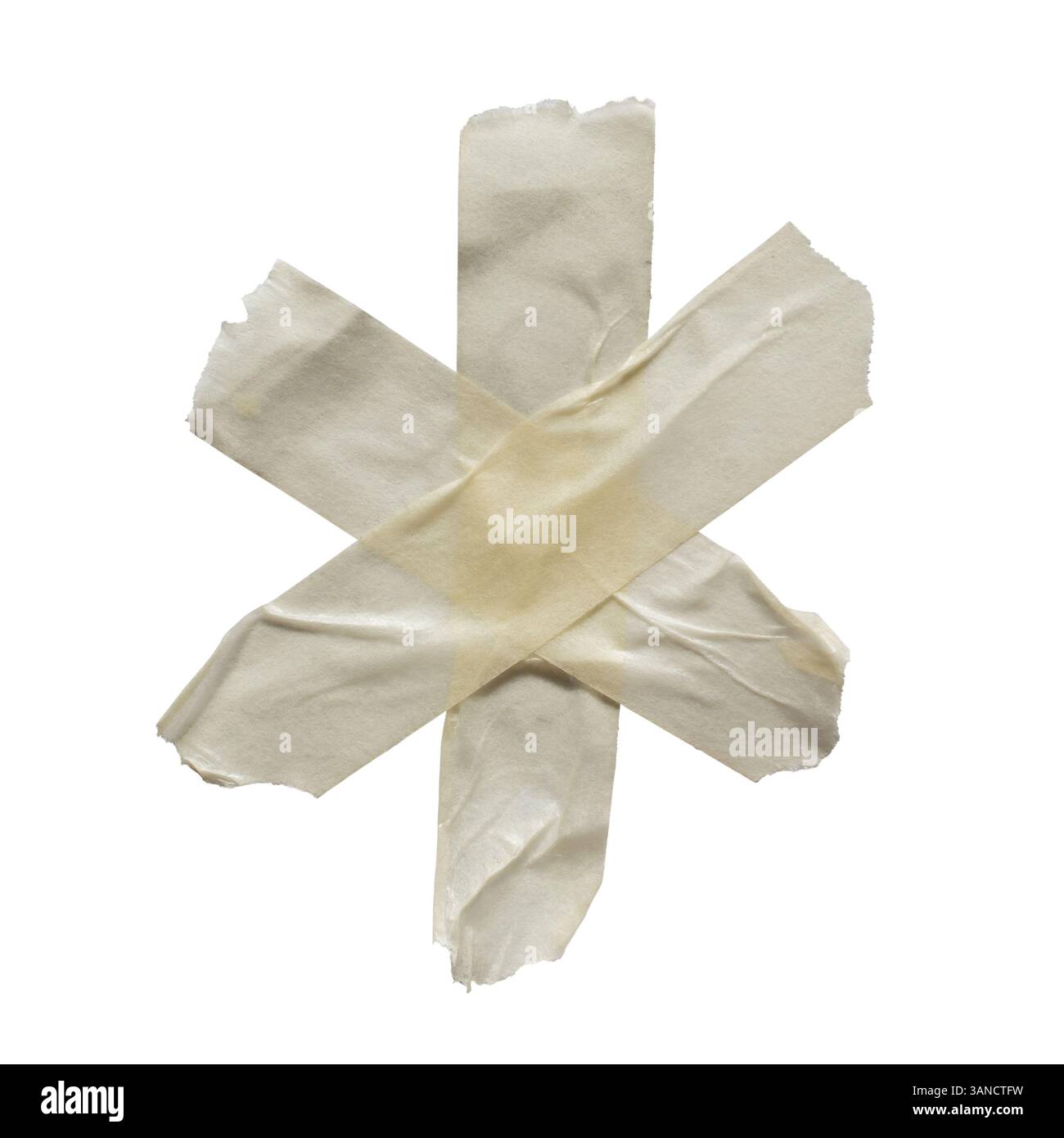 Asterisk symbol made of off-white color masking tape on white background with clipping path Stock Photo