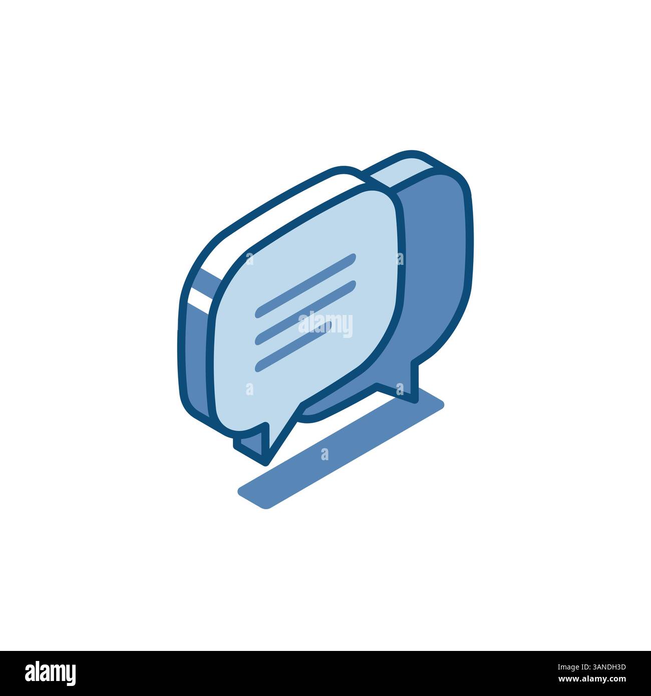 isometric vector text bubble linear icon, in color on white background, chat or message Stock Vector