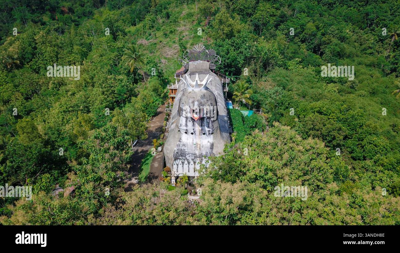 Aerial view of Chicken church in Yogyakarta city on a bright sunny day ...