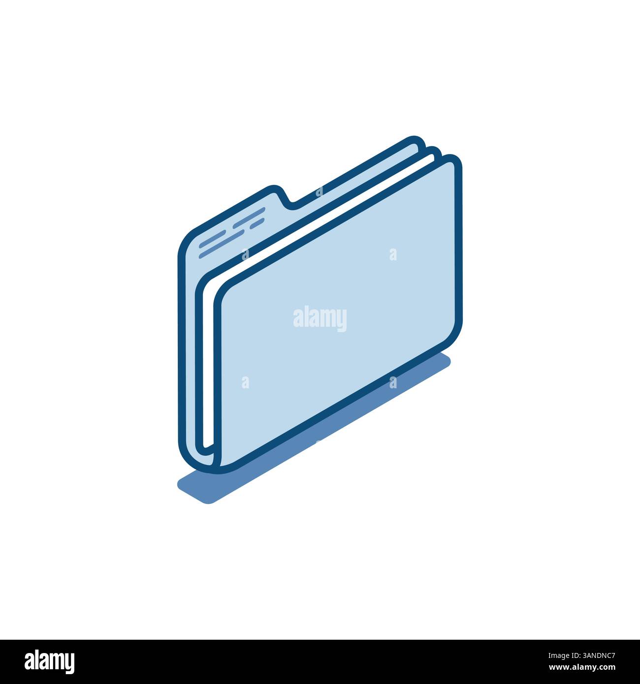 isometric vector folder linear icon with document, in color on a white background, design element or paper work with data Stock Vector