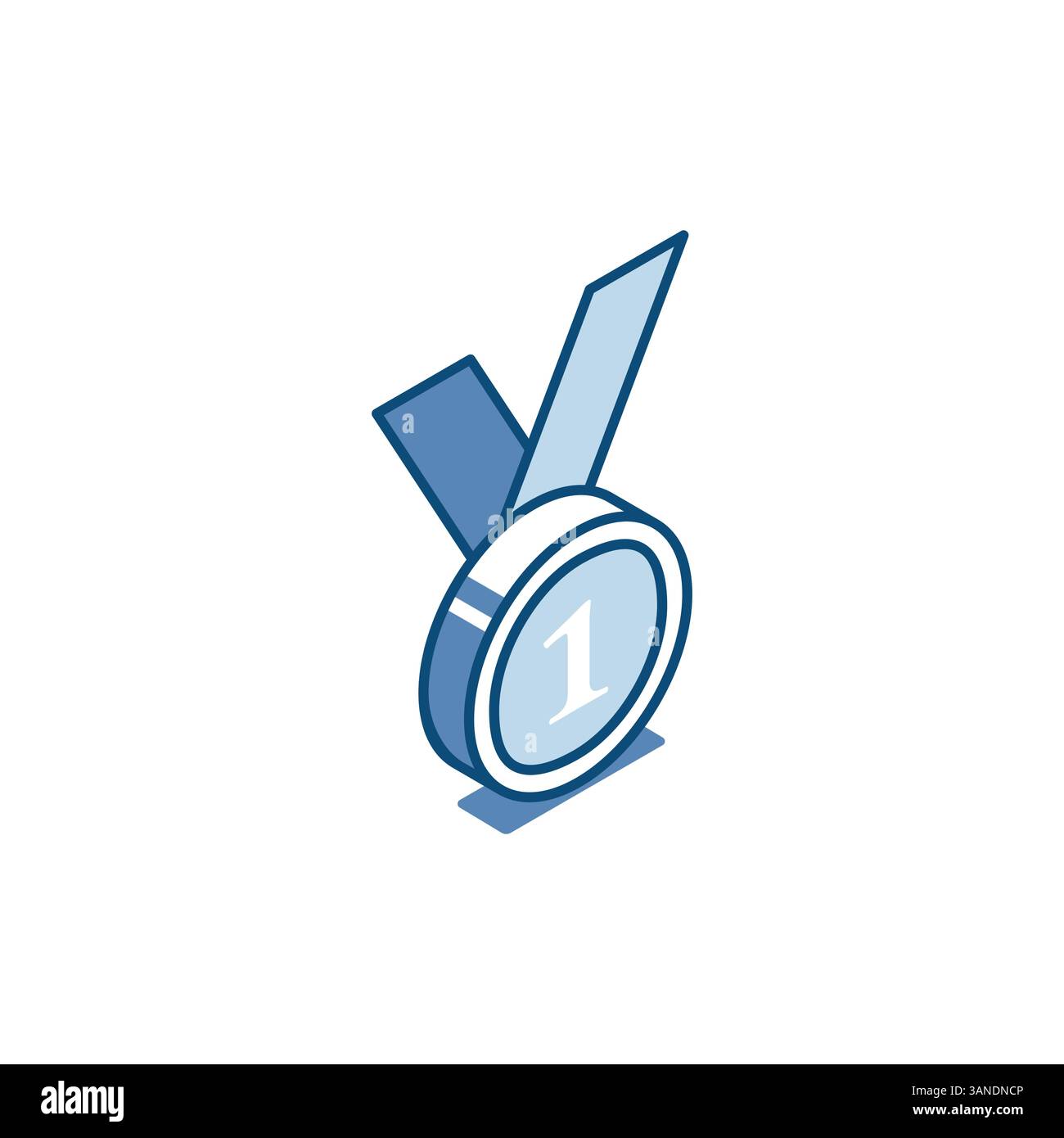 isometric vector medal with one linear icon, in color on a white ...
