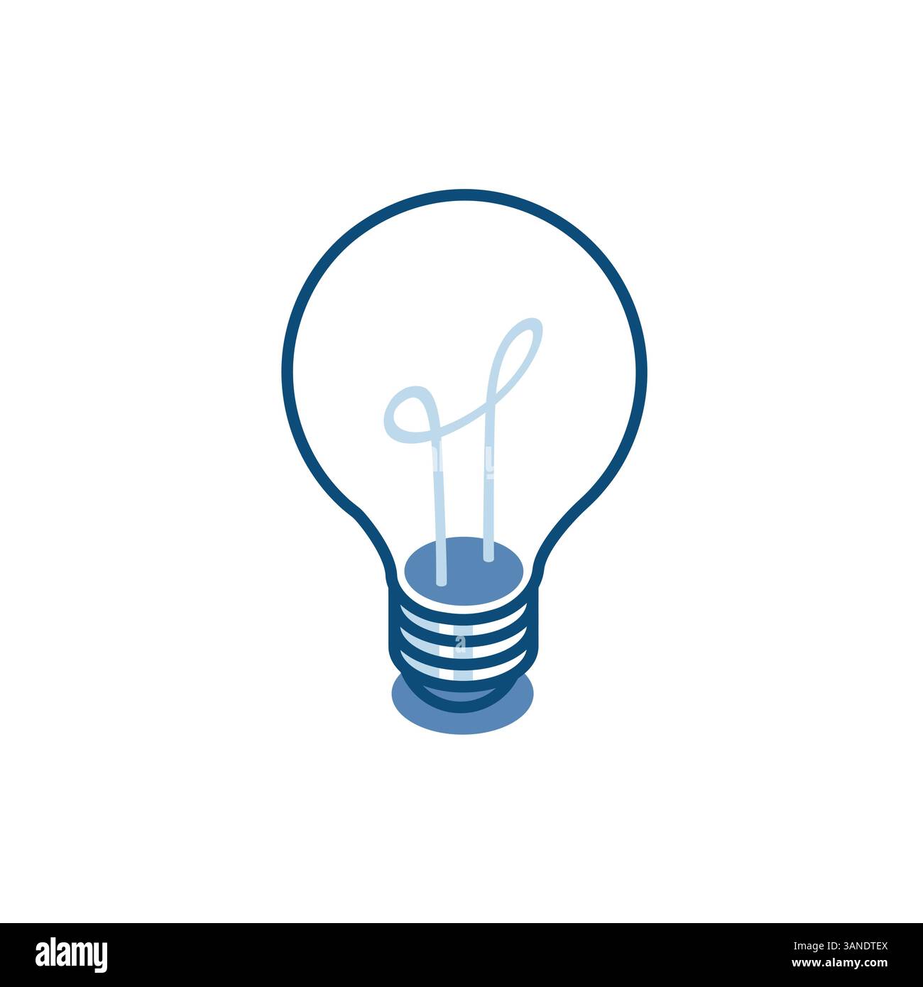 isometric vector light bulb linear icon, in color on white background, creative idea or eureka Stock Vector