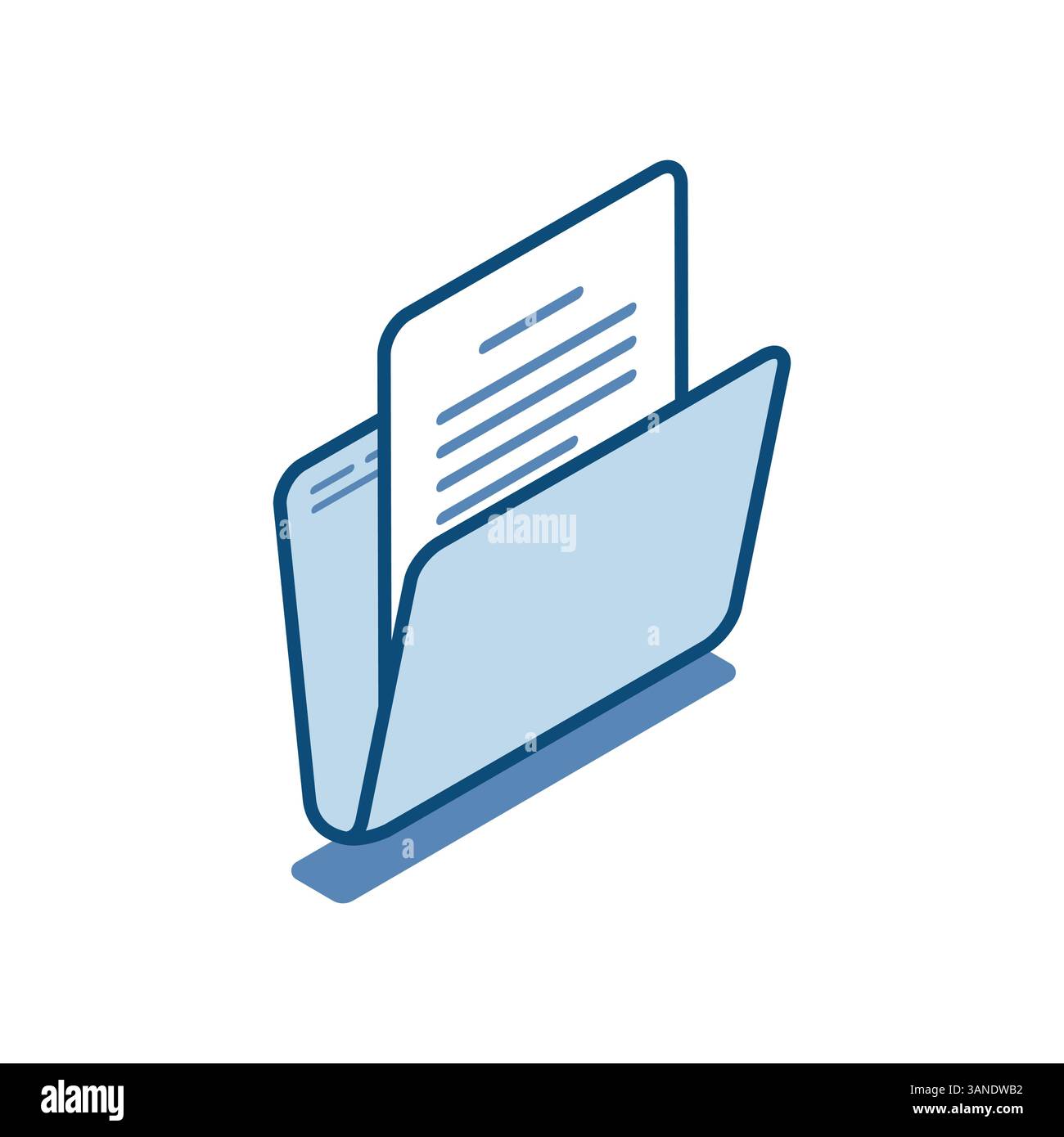 isometric vector open folder linear icon with document, in color on a white background, design element or paper work with data Stock Vector