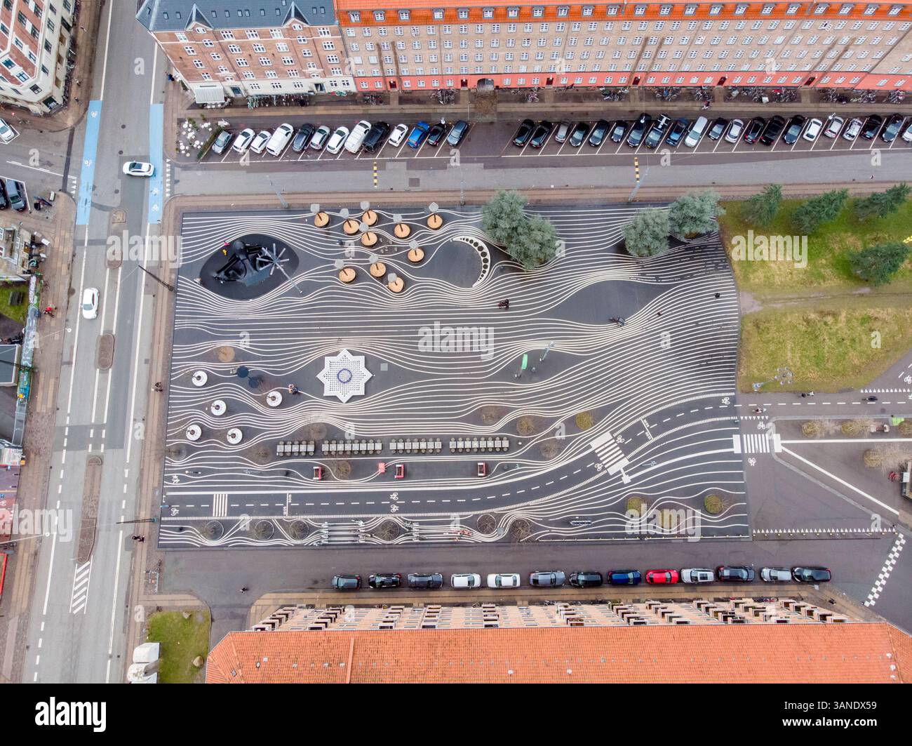 Aerial view of Superkilen Park, Copenhagen, Denmark. Stock Photo