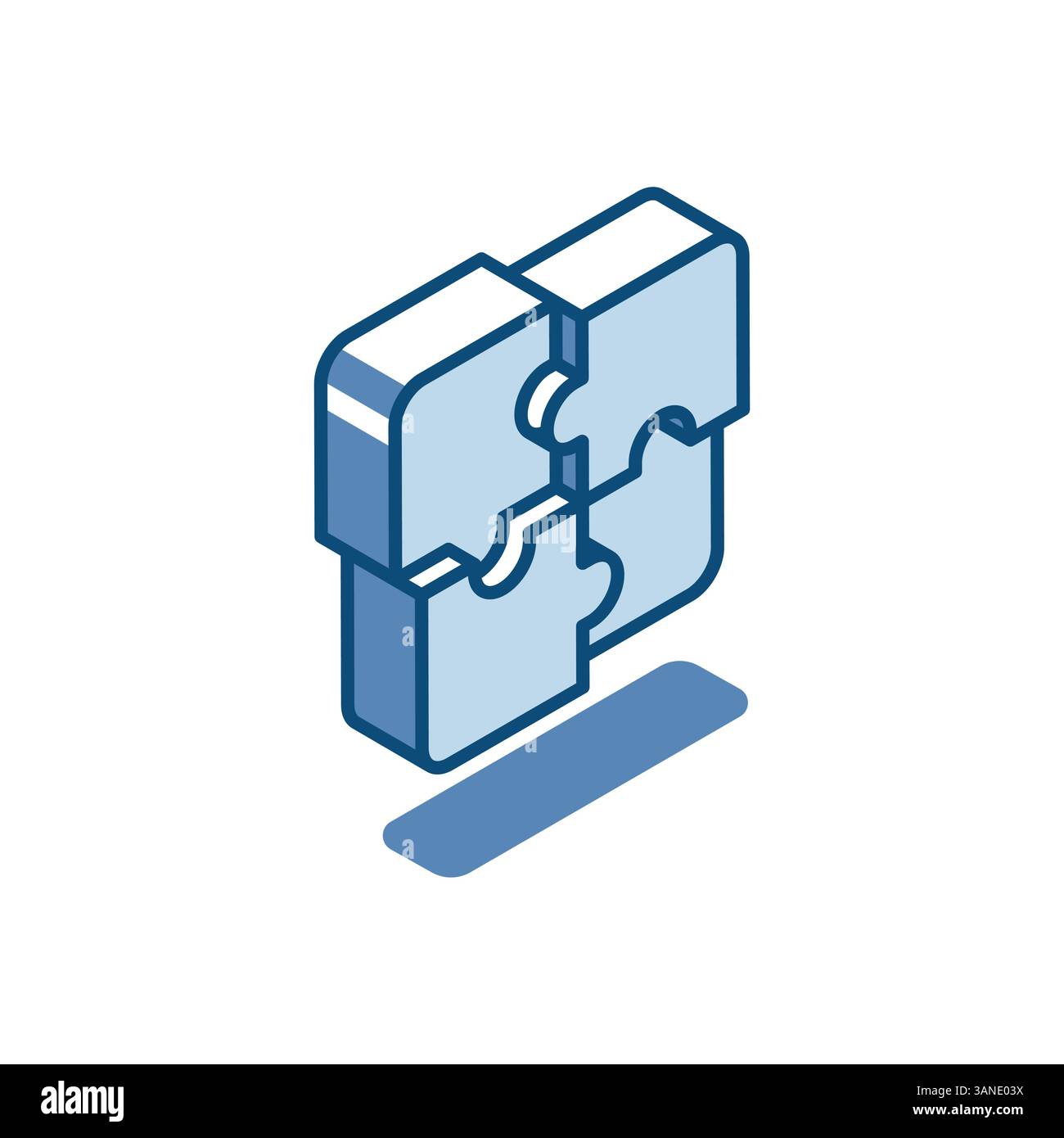 isometric vector puzzle linear icon, in color on a white background, business solution Stock Vector