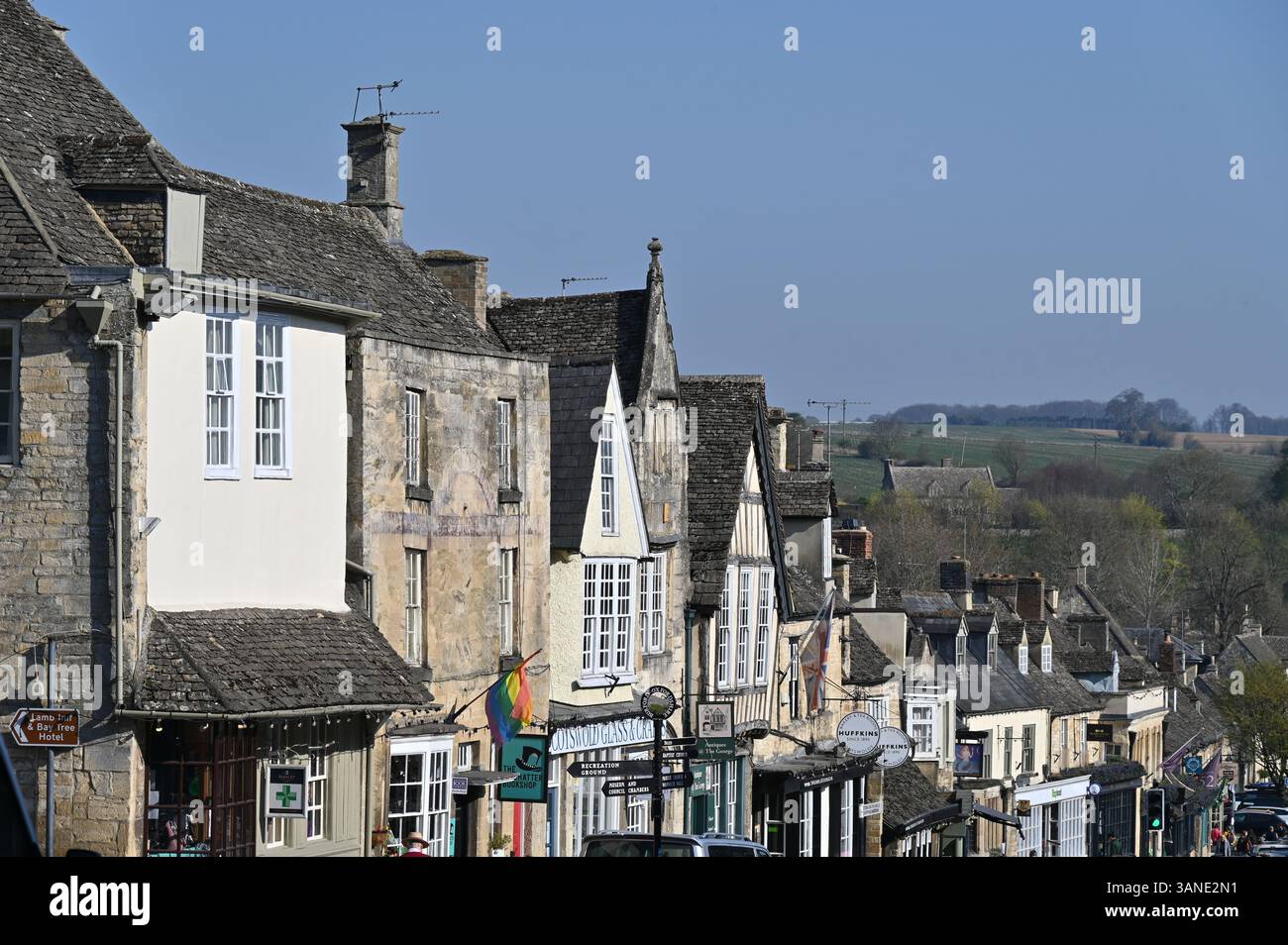 Building facades in Burford, Oxfordshire Stock Photo