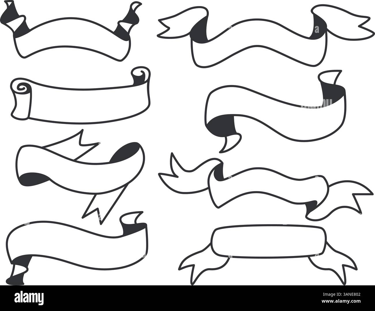 Ribbon doodle sketch style set Stock Vector Image & Art - Alamy