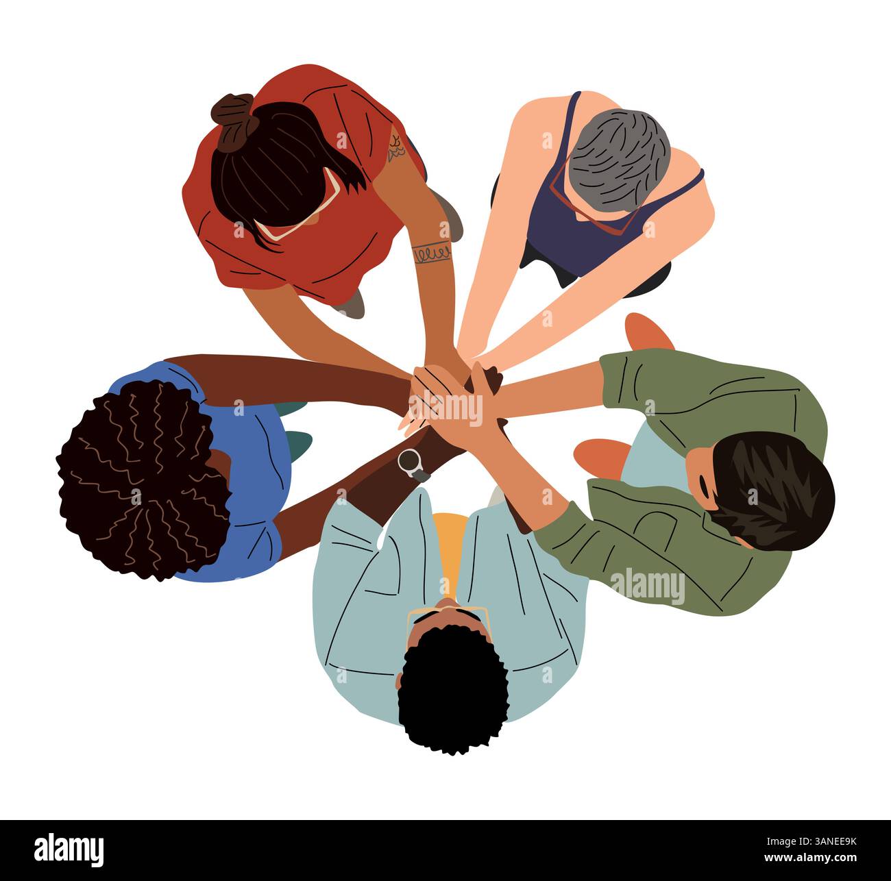 Diverse group of people stacking hands together Stock Vector Image ...