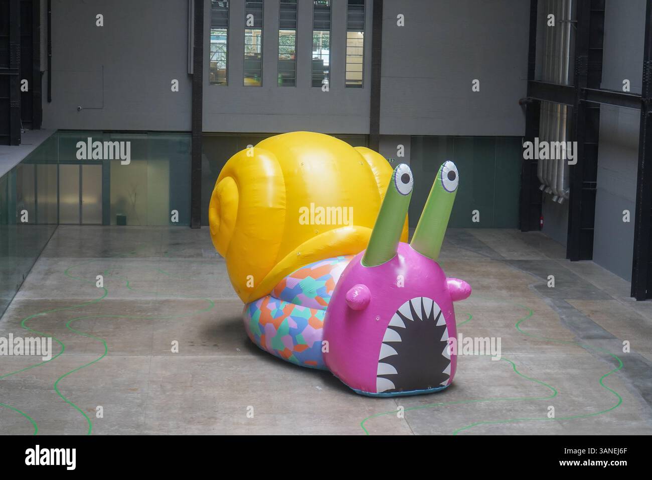 London UK 15 April 2025. A larger-than-life, colourful snail sculpture ...