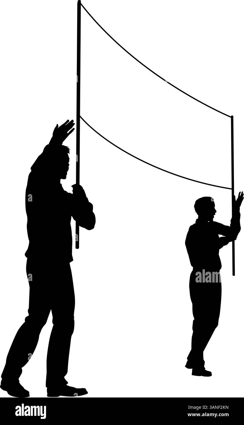 Banner Silhouette Protestors at March Rally Strike Stock Vector Image ...