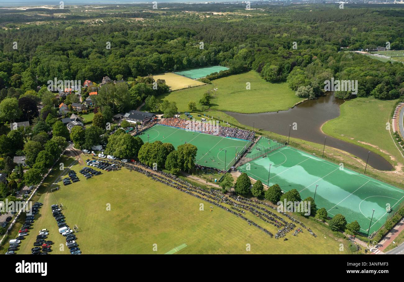 Aerial view of hockeyclub Bloemendaal during the play offs final. Bloemendaal, The Netherlands Stock Photo