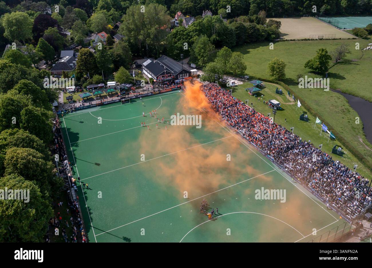 Aerial view of hockeyclub Bloemendaal during the play offs final. Bloemendaal, The Netherlands Stock Photo