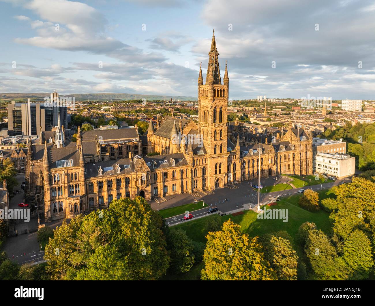 Aerial view of Kelvingrove Art Museum, Glasgow, Scotland. Stock Photo