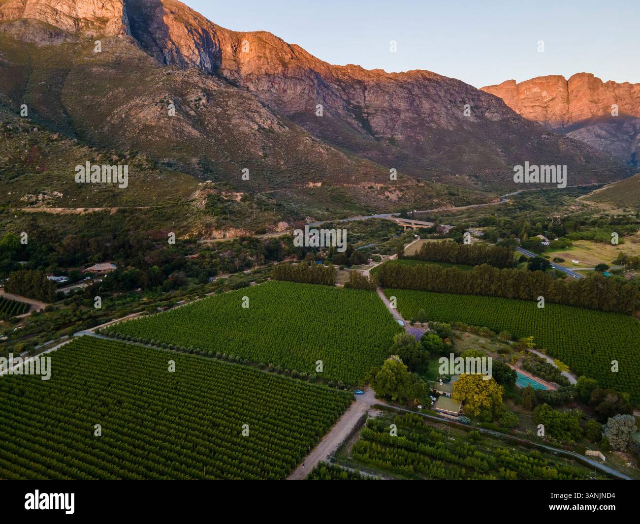 Witzenberg Aerial view of fruit farm in Witzenberg Valley, Cape Winelands, Western ...