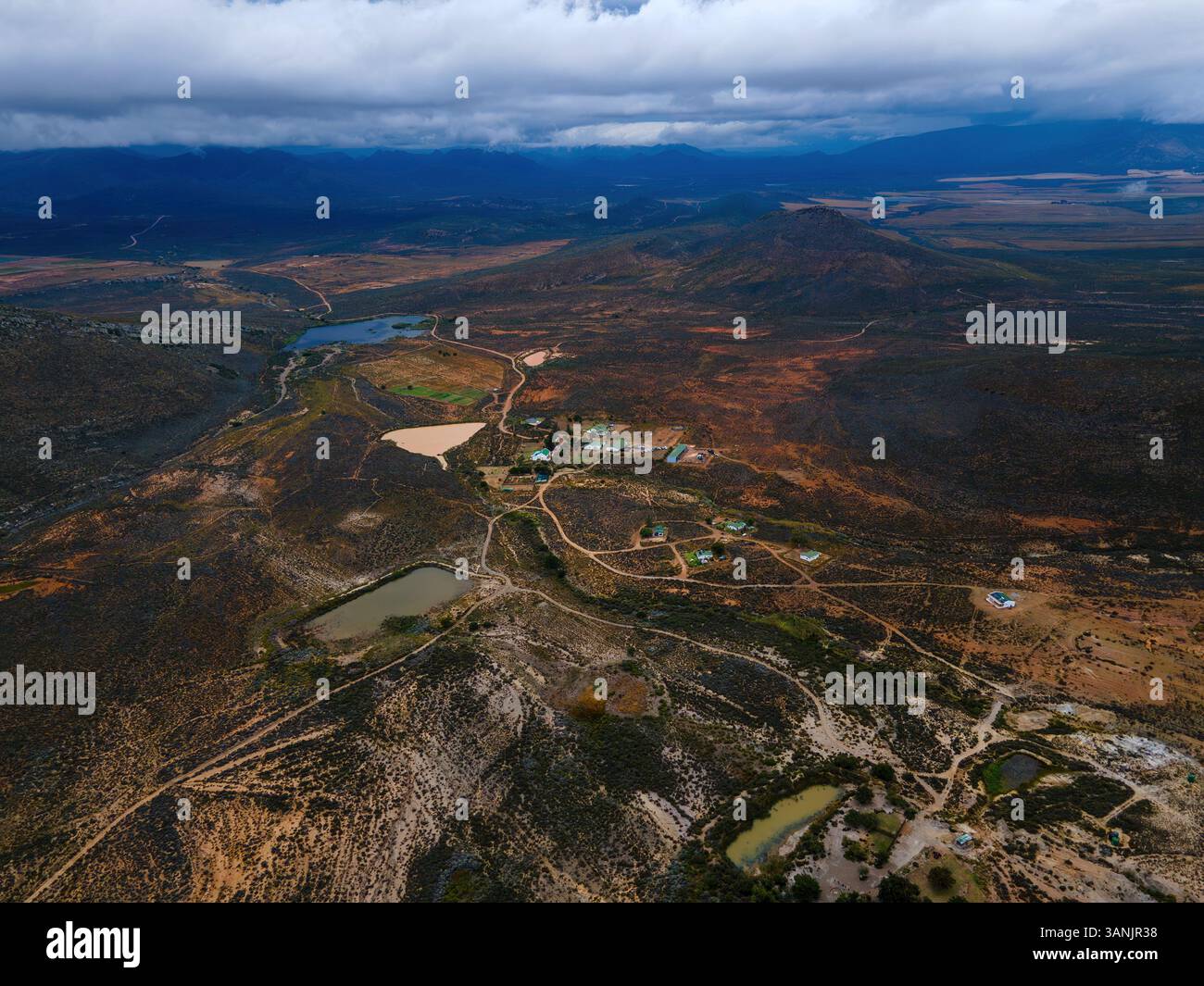 Aerial view of mountain landscape in Drie Kuilen Nature Reserve, Karoo ...