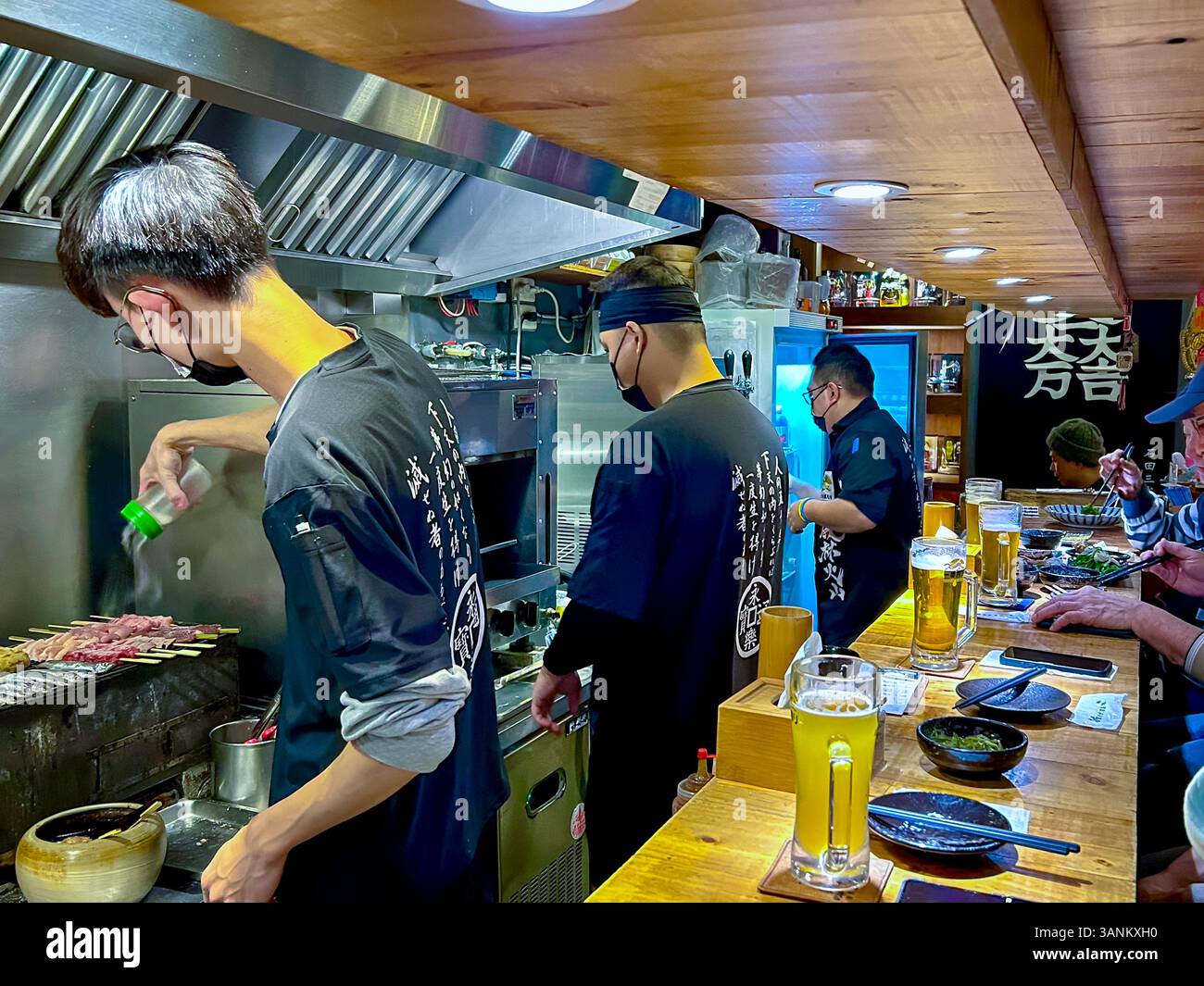 Taipei, Taiwan, People, Men Working,, Chefs in Open Kitchen, Inside ...