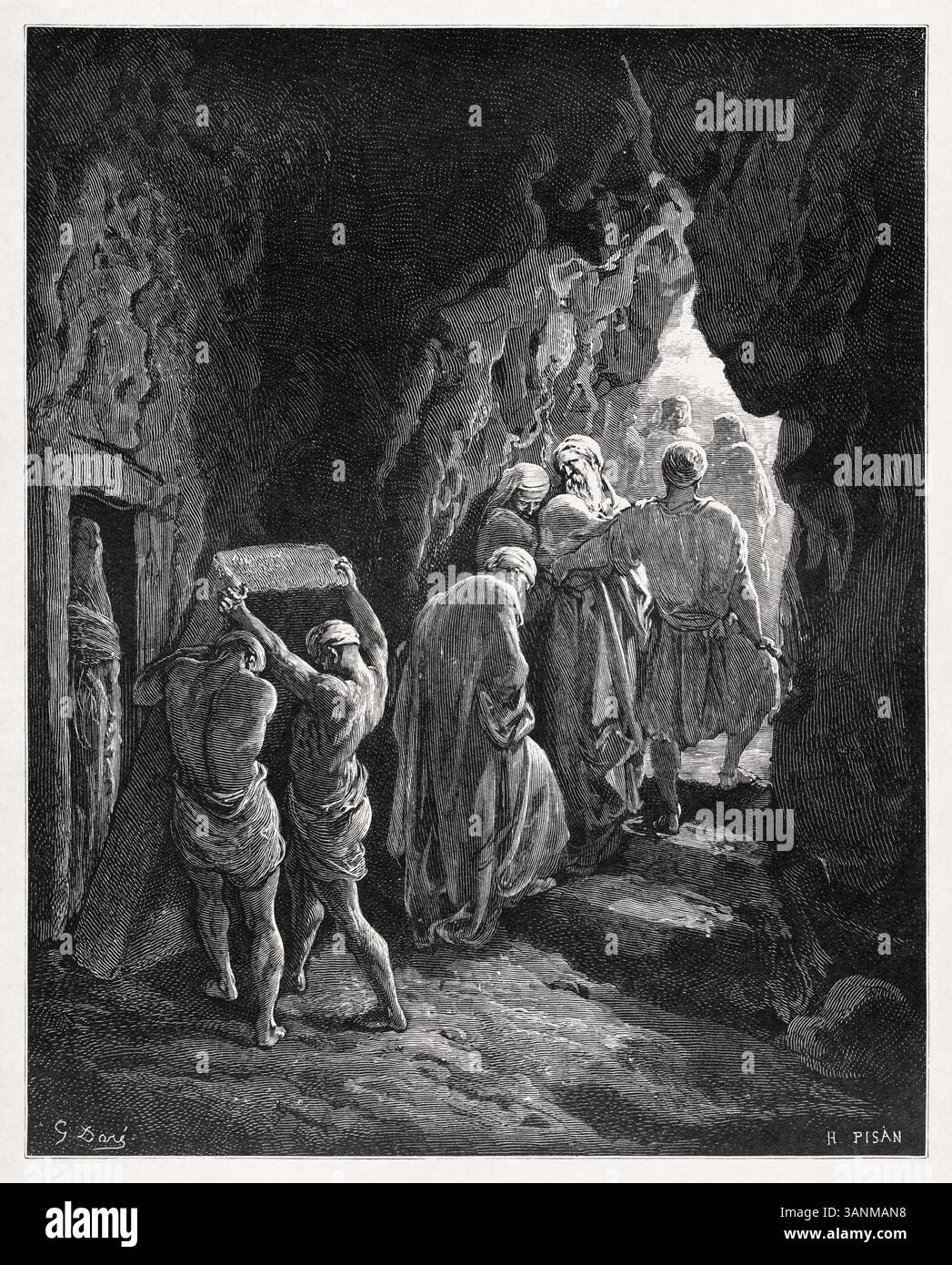 Gustave Doré, The Burial of Sarah, engraving, 1866-1868 Stock