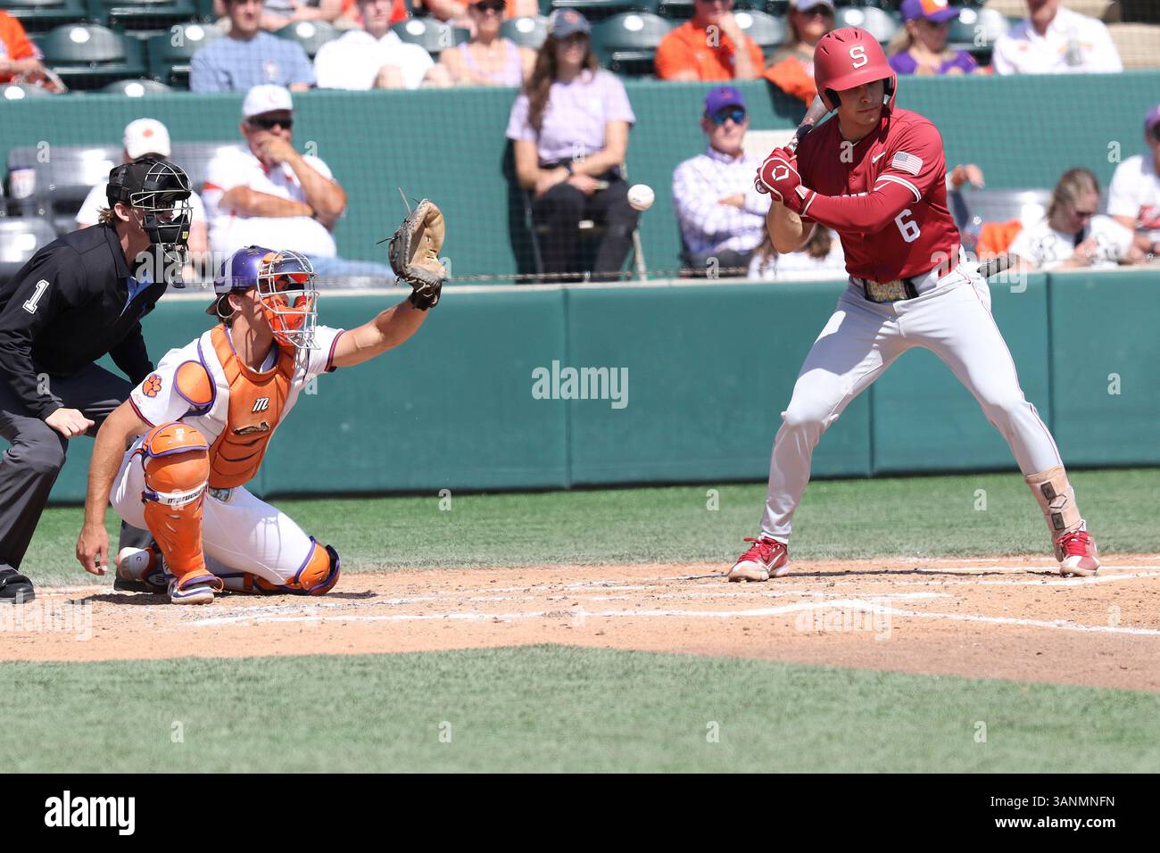 CLEMSON, SC - APRIL 13: Clemson Tigers catcher Jacob Jarrell (9) and ...
