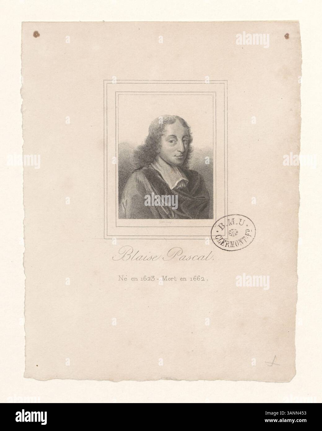 This intaglio print from the Boyer collection features Blaise Pascal ...