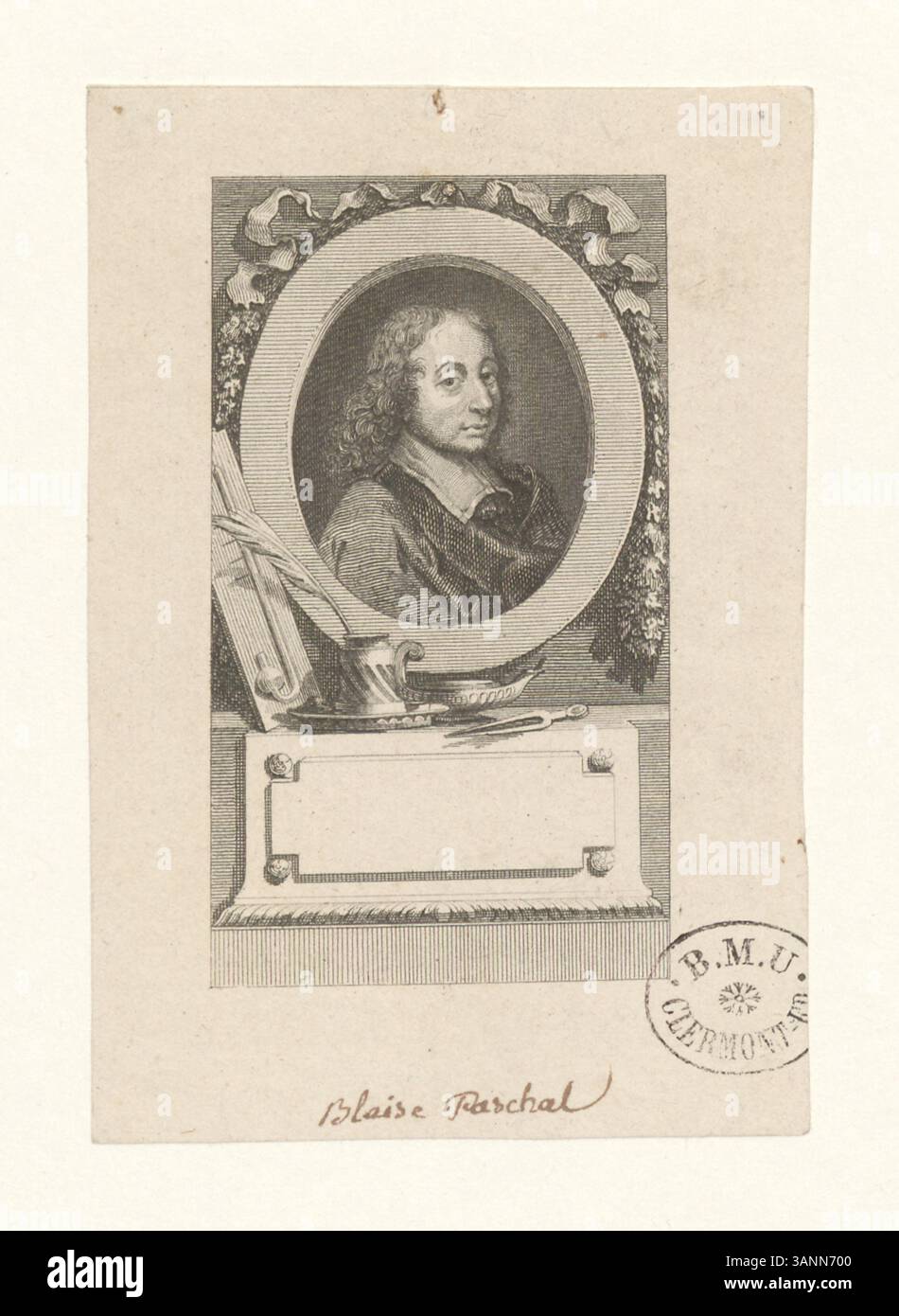 This intaglio print from the Boyer collection showcases Blaise Pascal ...