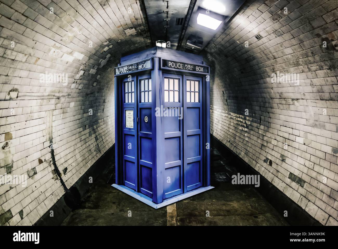 The TARDIS, a 1960s blue police box and time machine, has landed inside ...
