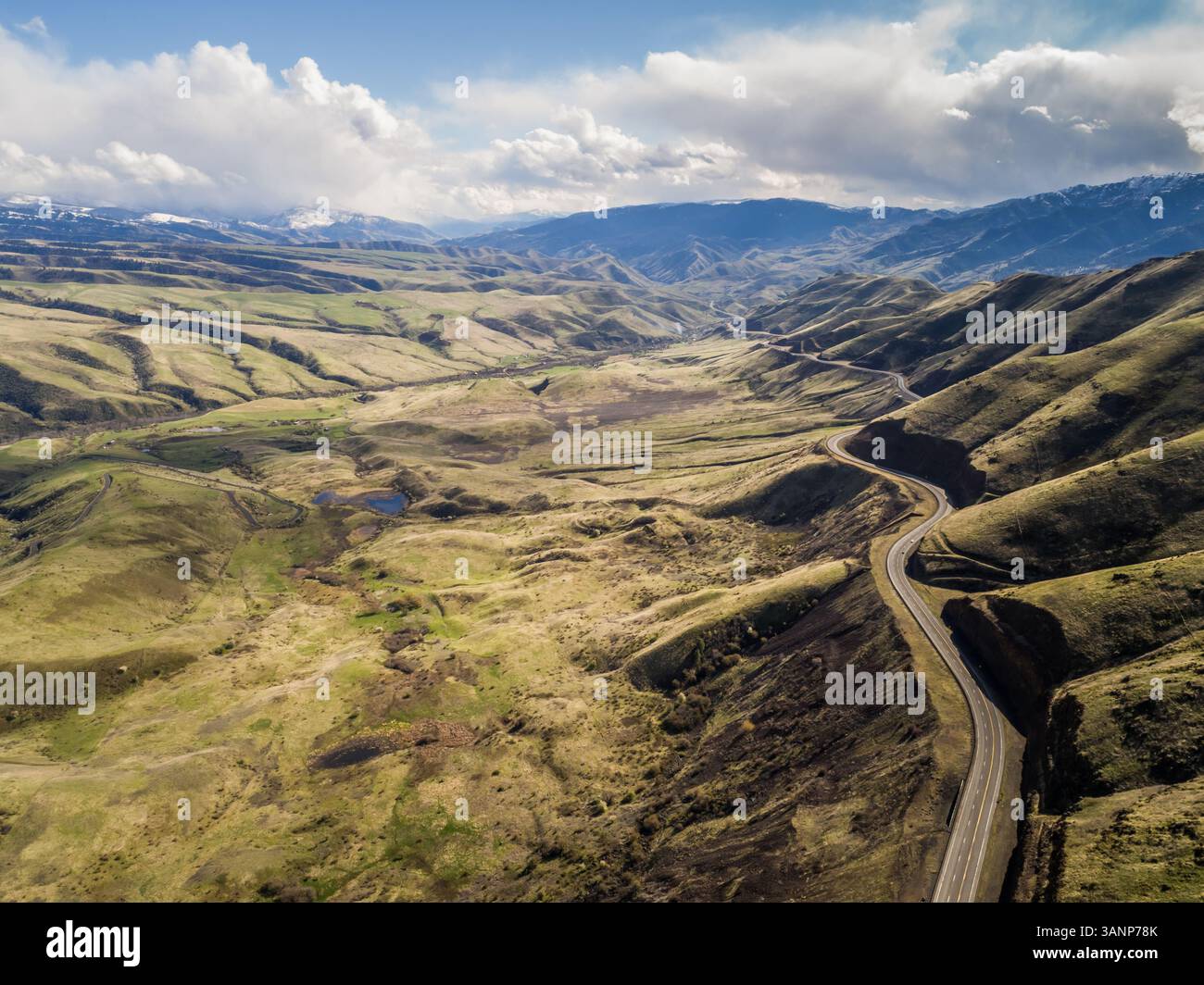 Aerial view of the Old HWY 95 road in White Bird Idaho, USA Stock Photo ...