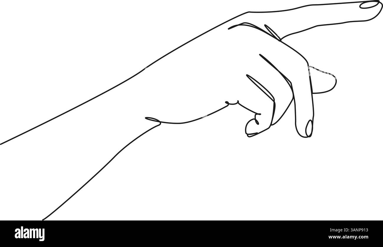 continuous single line drawing of hand pointing with index finger, line ...