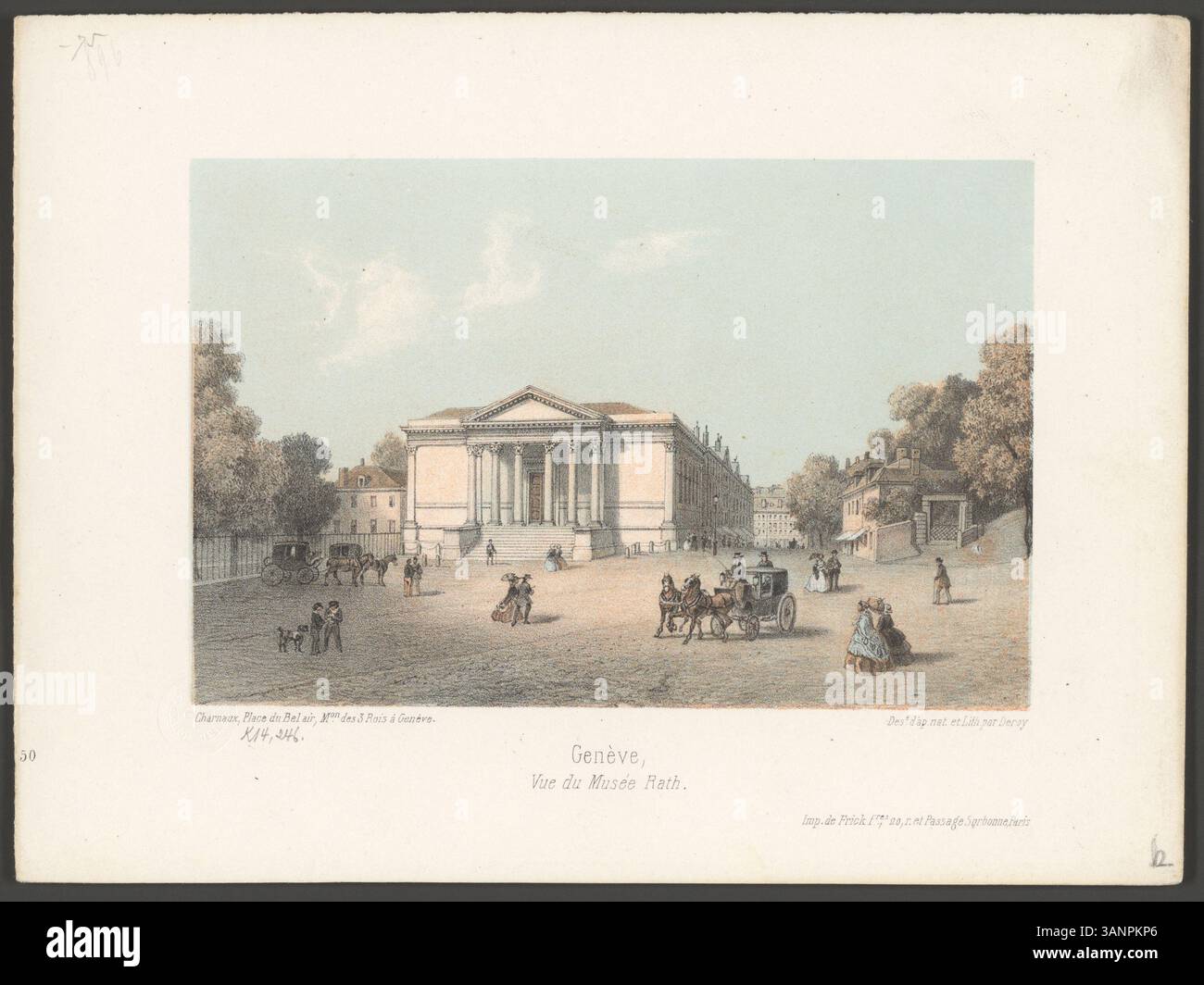 Lithograph by Isidore Laurent Deroy depicting the Musée Rath in Geneva ...