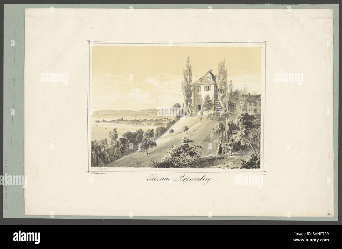 This lithograph by Friedrich Zimmermann depicts a view of Château ...