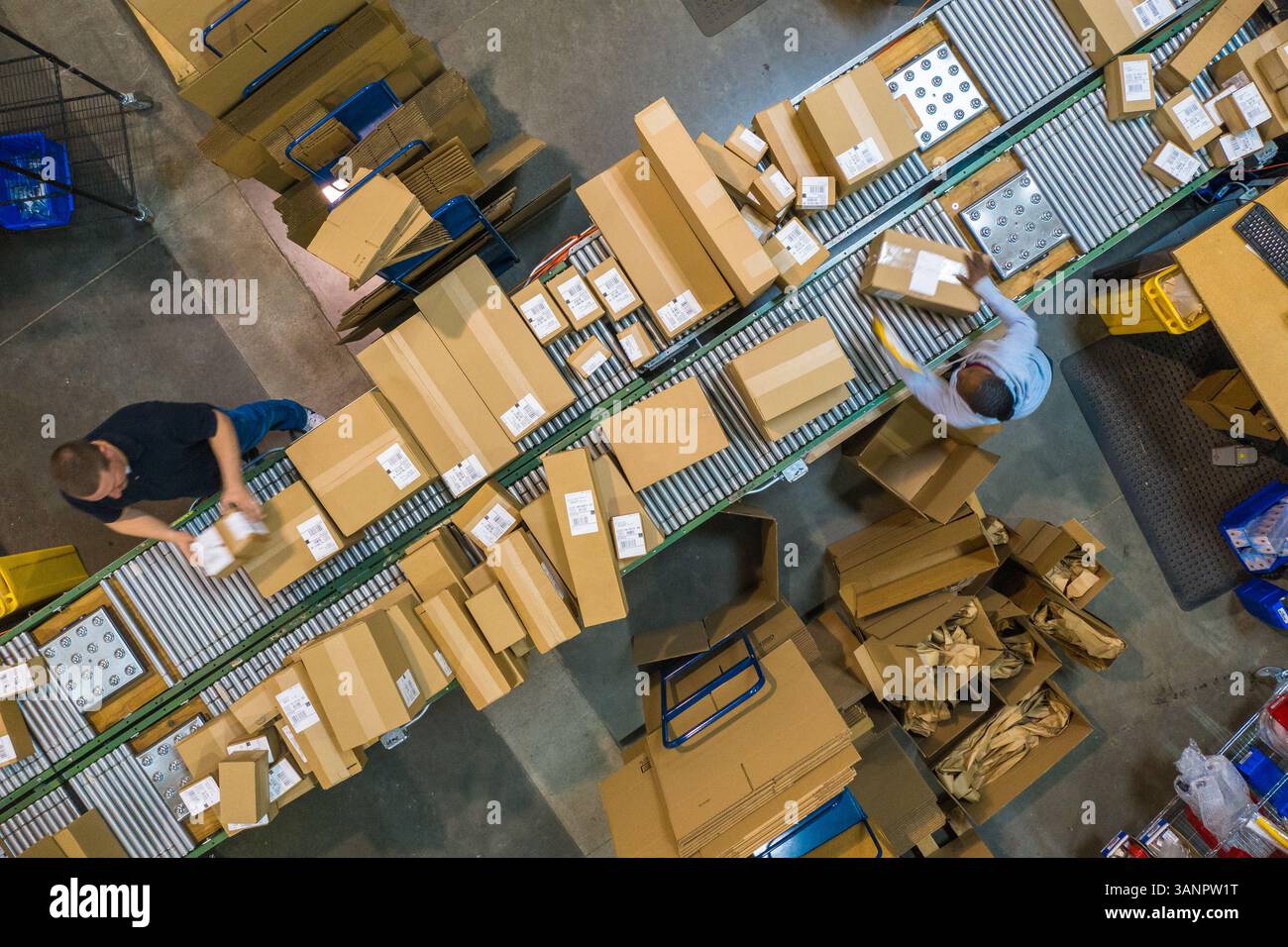 Chicago, Illinois - 17 April 2019: Aerial view of people working in ...