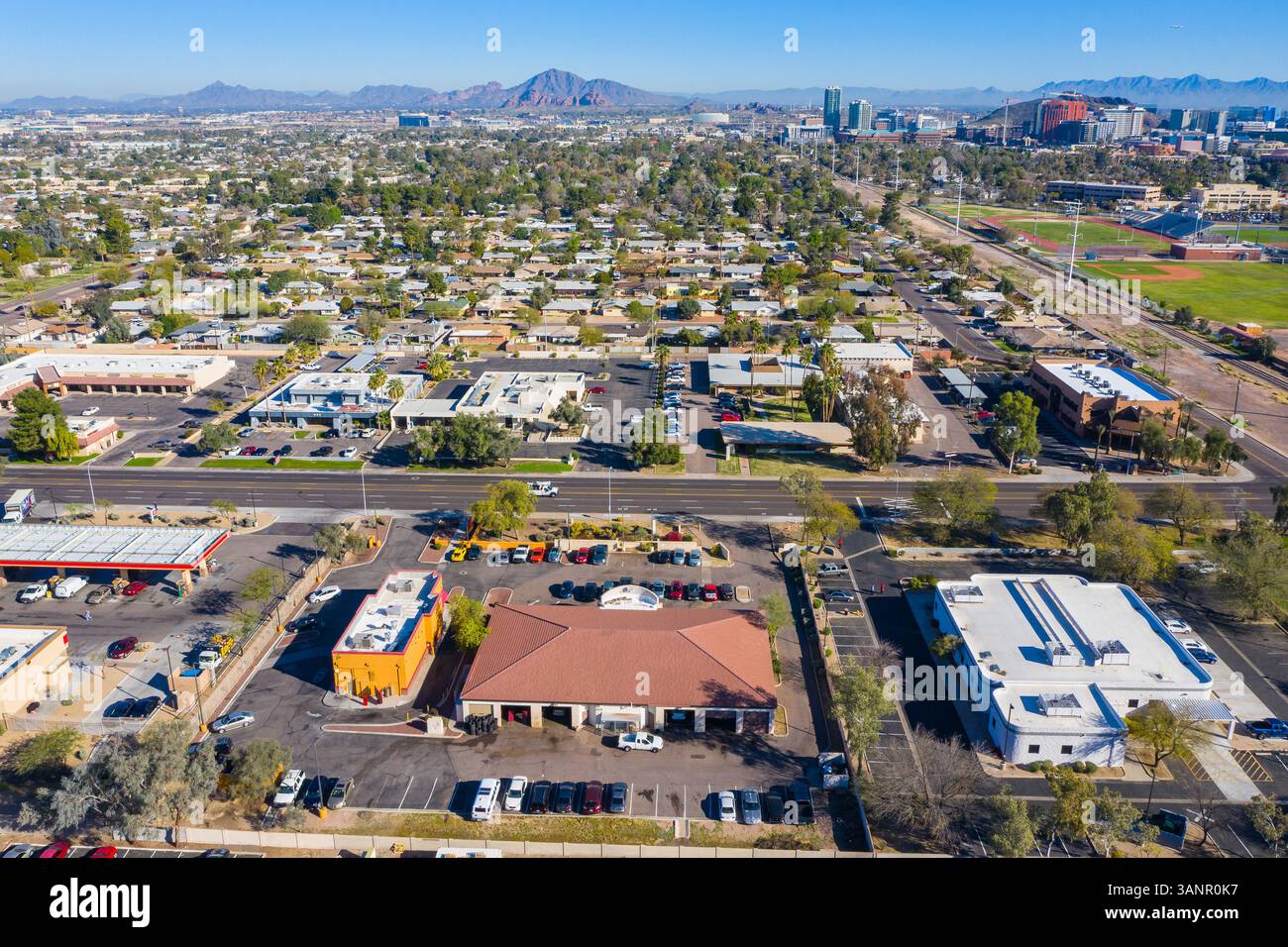 Aerial view of Phoenix residential district in Arizona, United States of America Stock Photo