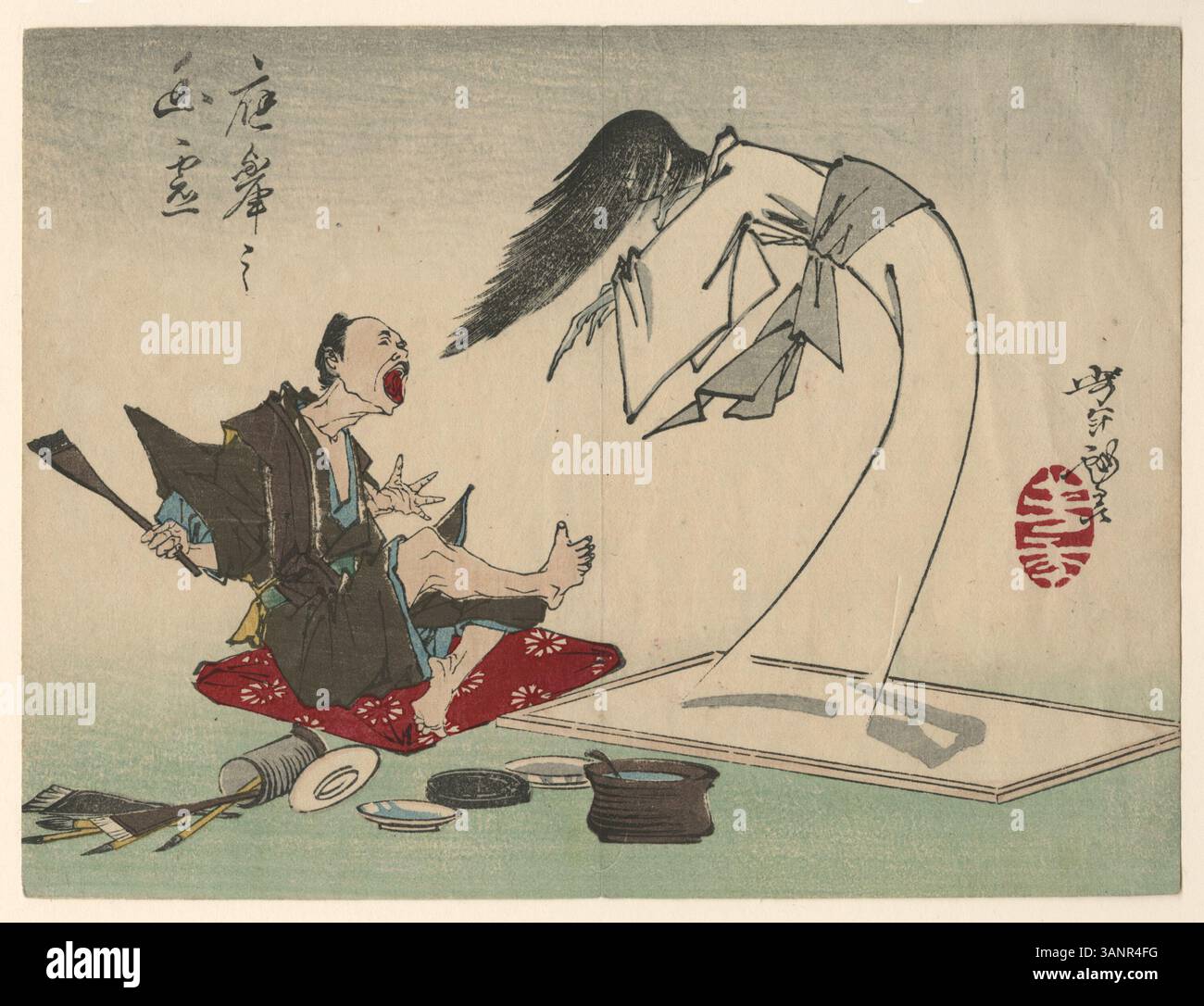 【未使用】アートプリント「The Ghost Queen」AyanoNakano Japanese woodblock print of a ghost hi-res stock photography