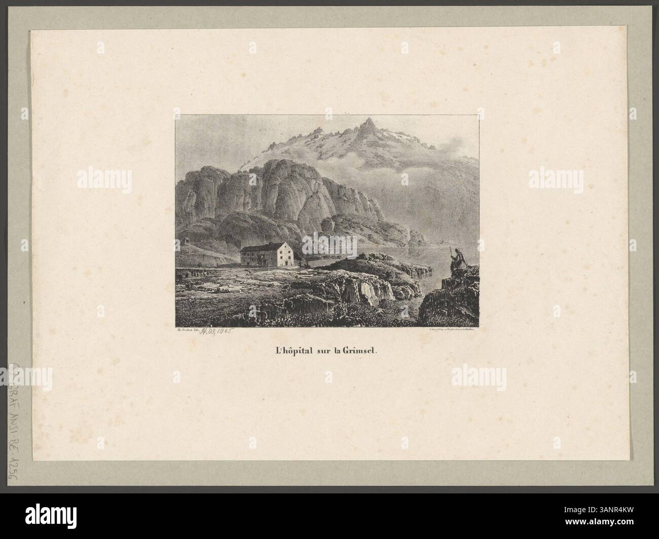 Lithograph by Rudolf Huber from the 19th century showing the Grimsel ...