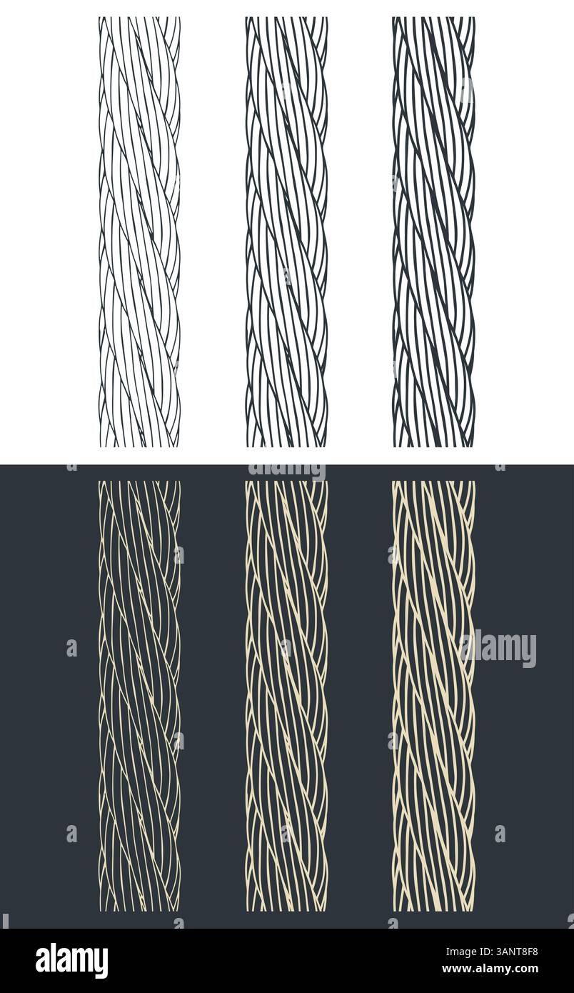Steel wire rope close up stylized vector illustrations Stock Vector ...