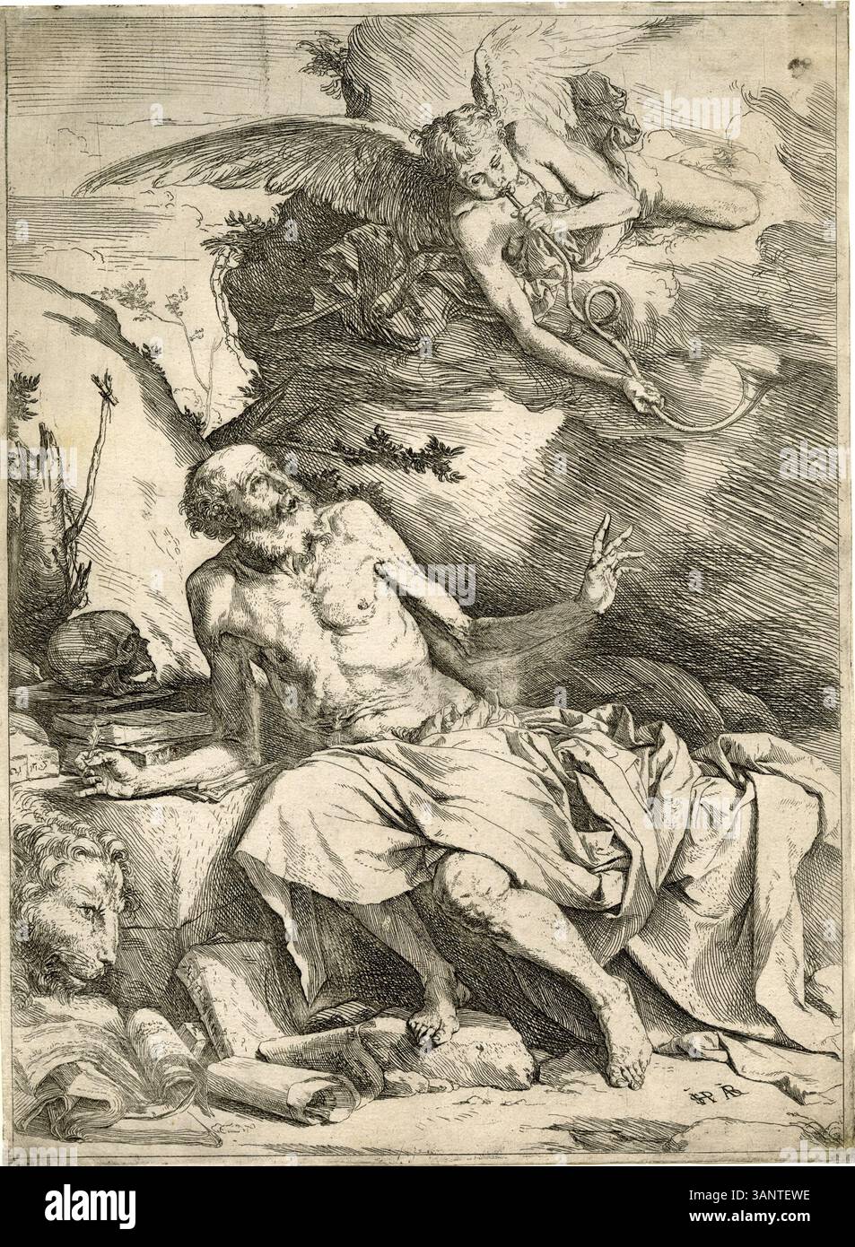 Jusepe de Ribera’s etching ‘St. Jerome Hearing the Trumpet of the Last ...