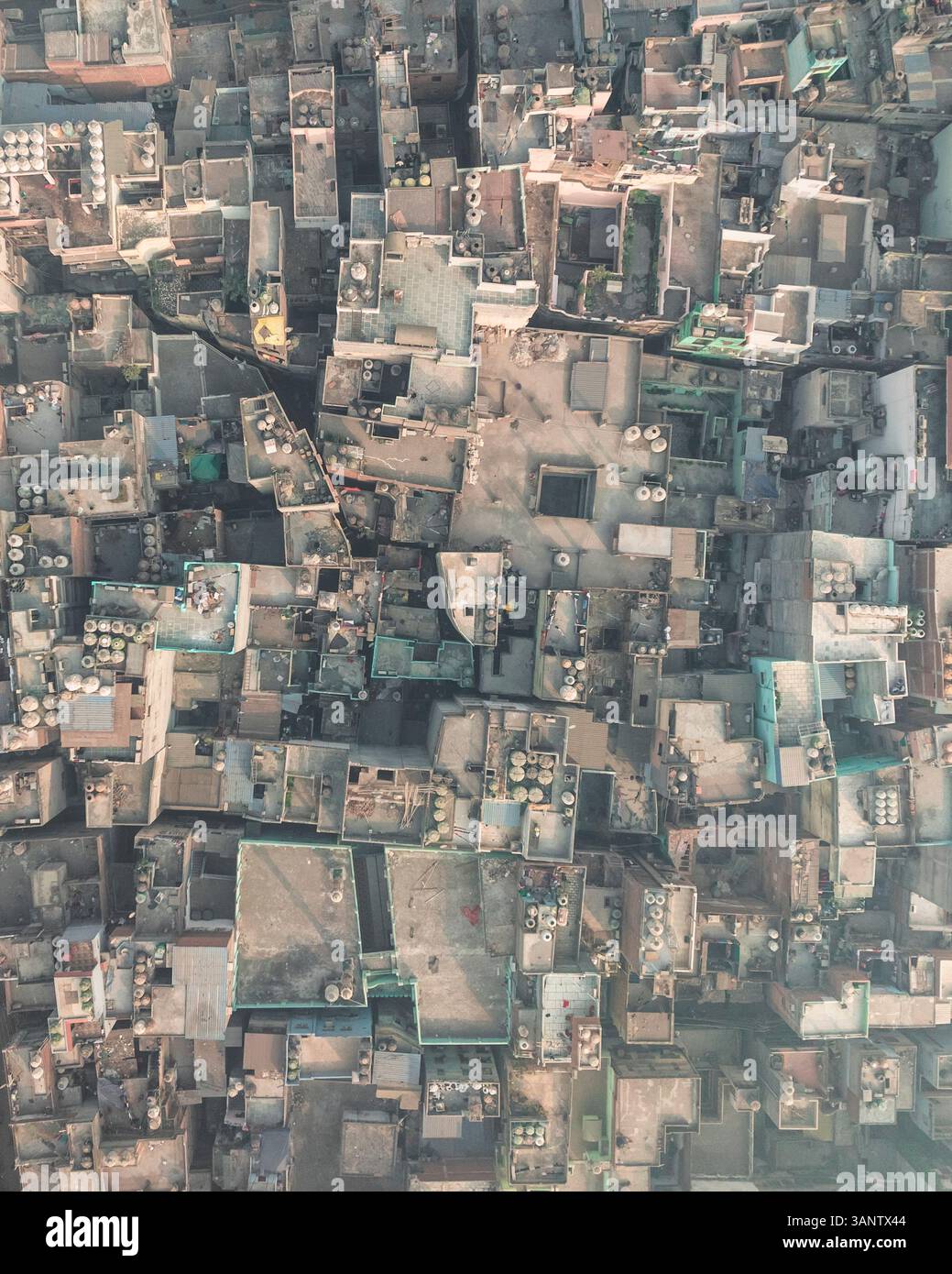 Aerial view of bustling and vibrant Chandni Chowk with historic ...