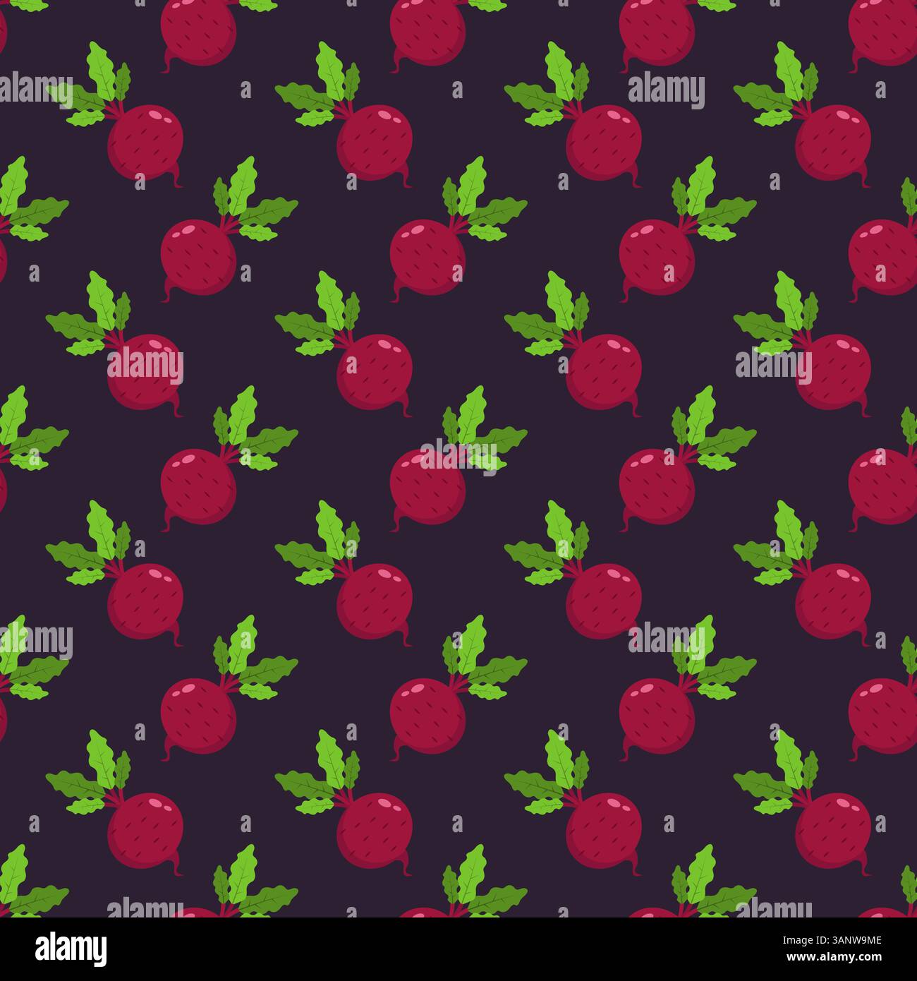 Beetroot seamless pattern vector on a purple background Stock Vector