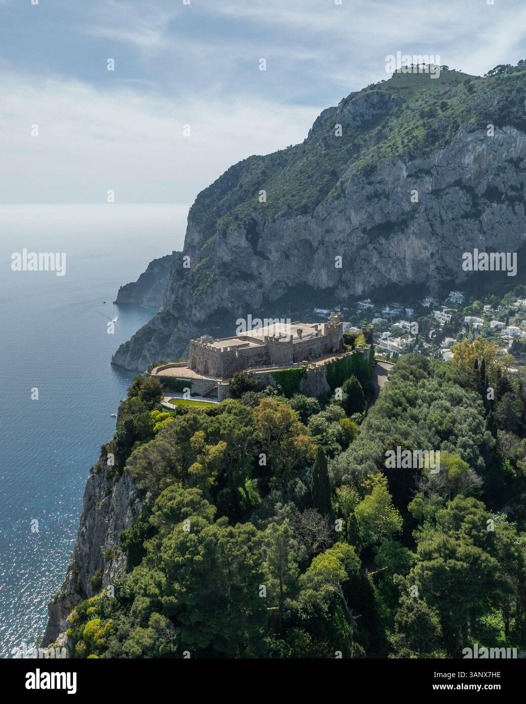 Aerial view of beautiful Amalfi Coast bay, Capri Island, Italy Stock ...
