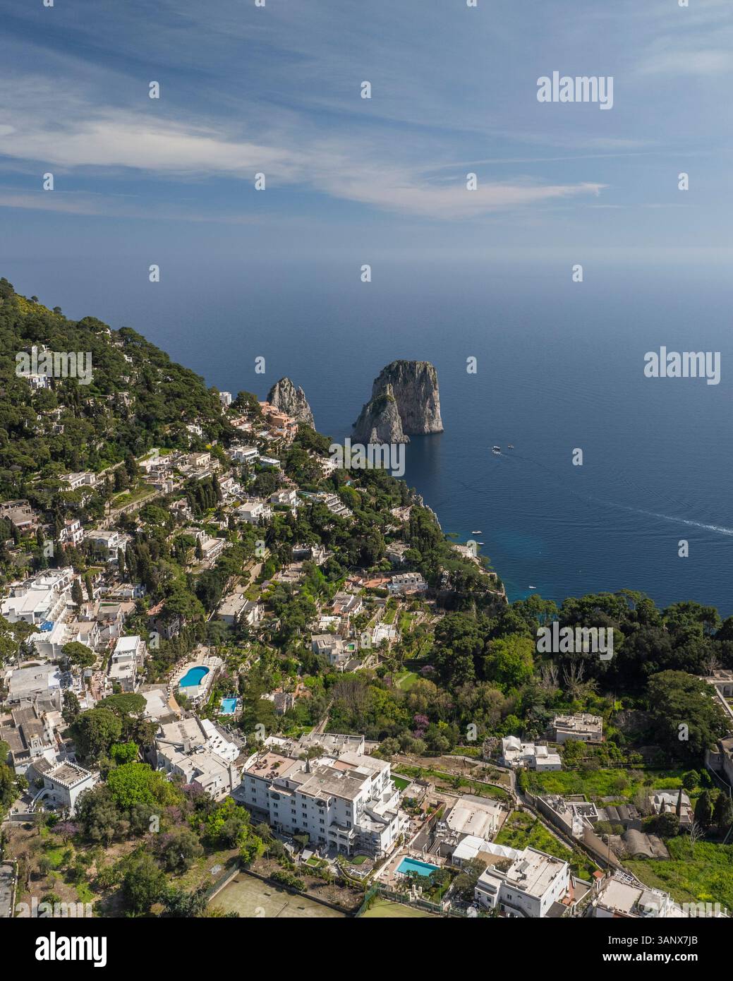 Aerial view of beautiful Amalfi Coast bay, Capri Island, Italy Stock ...