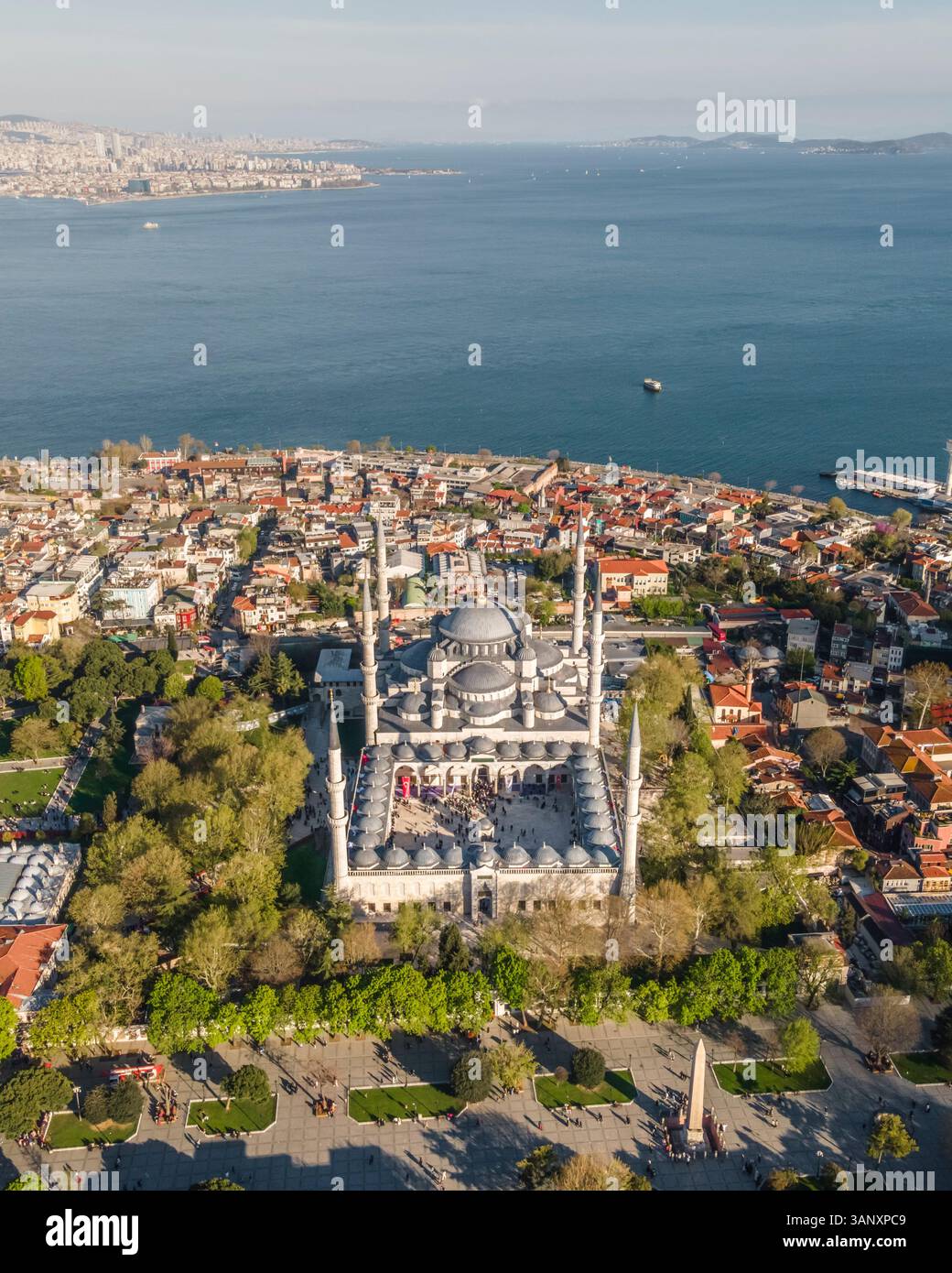 Aerial view of Sultanahmet Camii (the Blue Mosque) in Istanbul ...