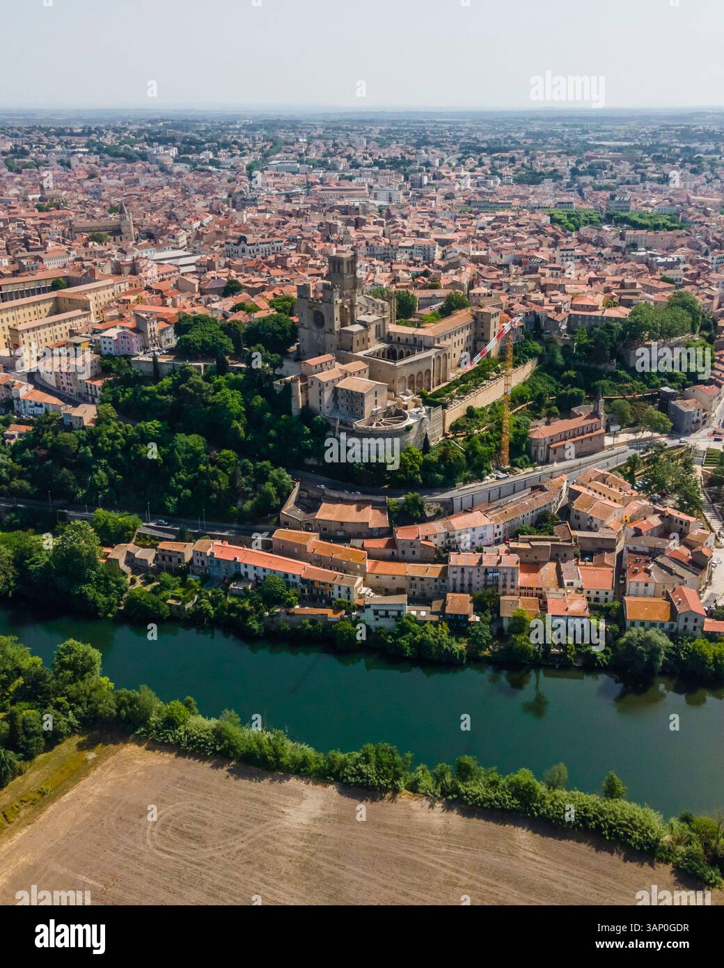 Aerial view of Saint Nazaire cathedral in Beziers, France Stock Photo ...