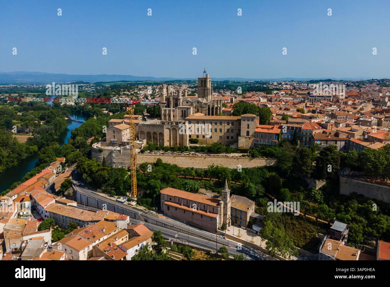 Aerial view of Saint Nazaire cathedral in Beziers, France Stock Photo ...