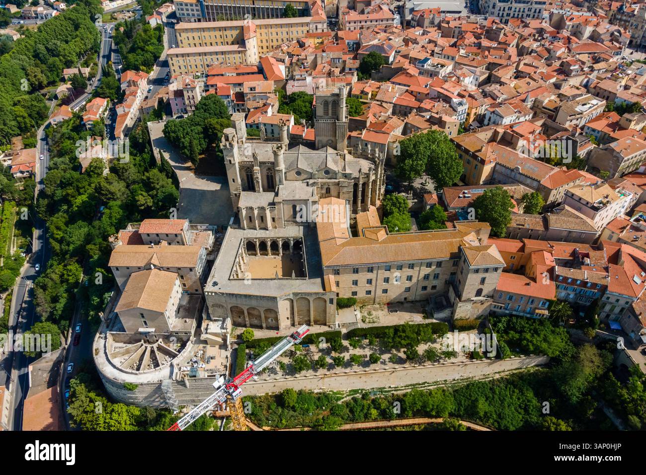 Aerial view of Saint Nazaire cathedral in Beziers, France Stock Photo ...
