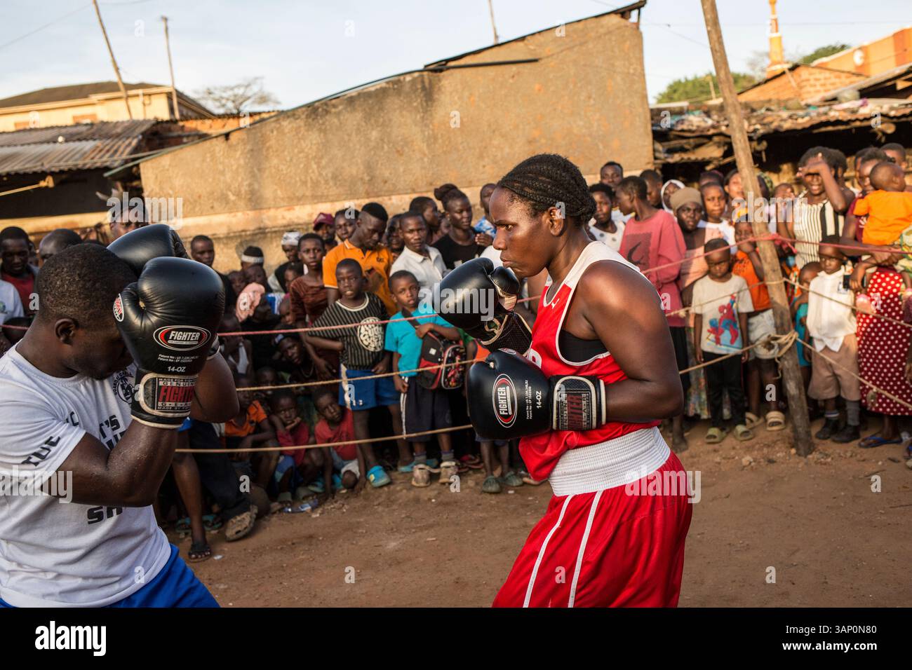 African Boxing Ropes Rhino boxing club, Katanga slum, Kampala, Uganda, Africa Stock Photo ...