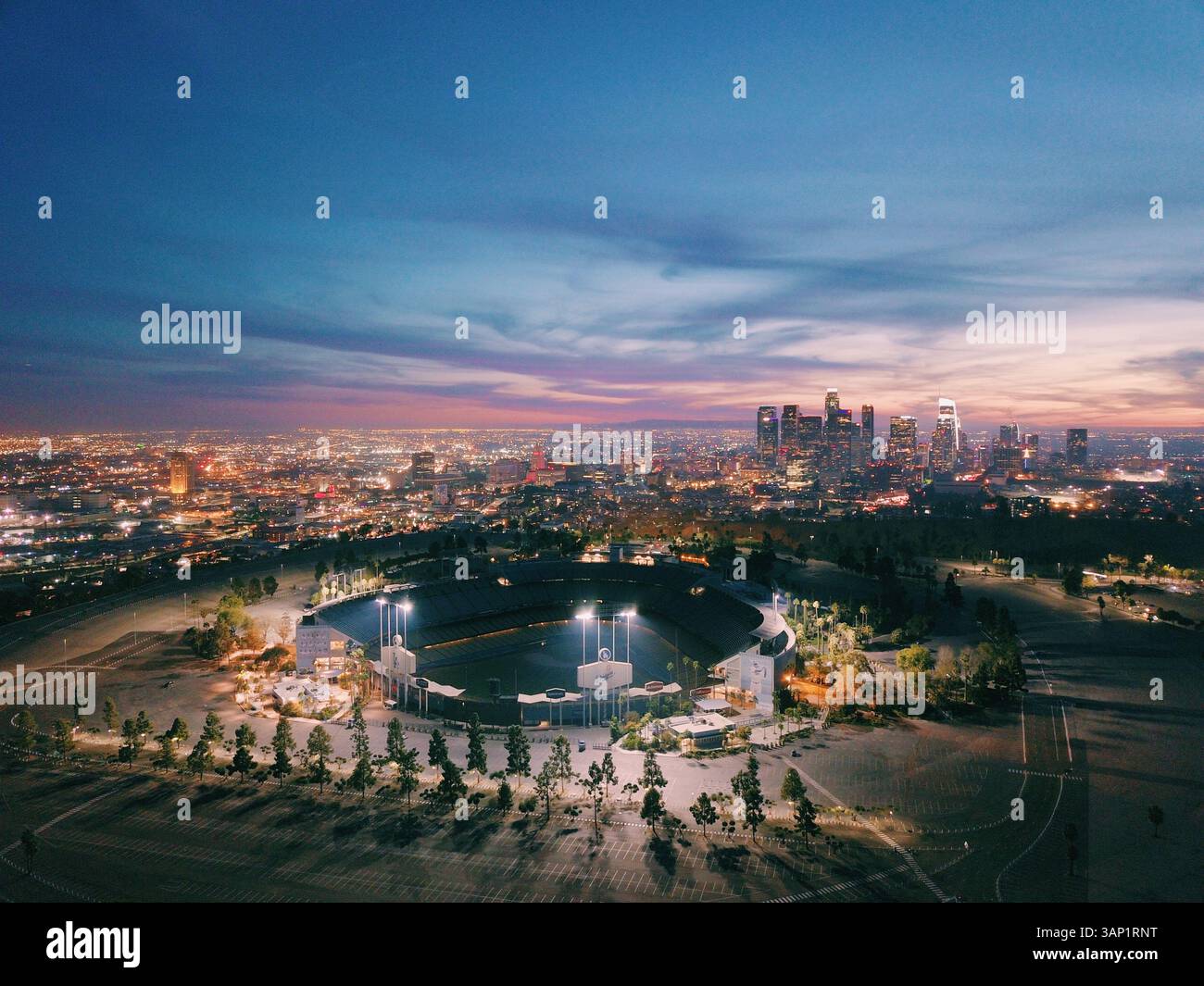 Aerial view of Dodgers Stadium, in Downtown Los Angeles, USA Stock ...