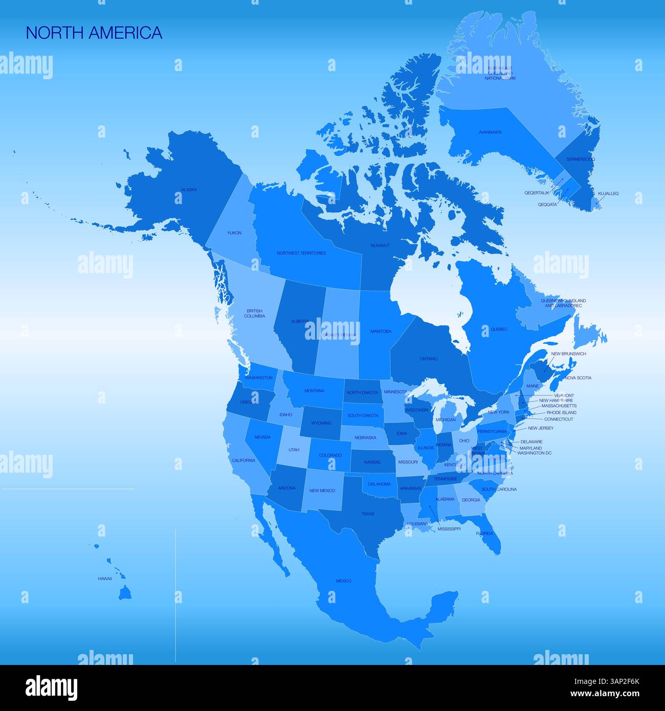Graphic map of North America regions - Graphic Map Of North America Regions And Territories Canada United States Mexico Vector Illustration 3AP2F6K 