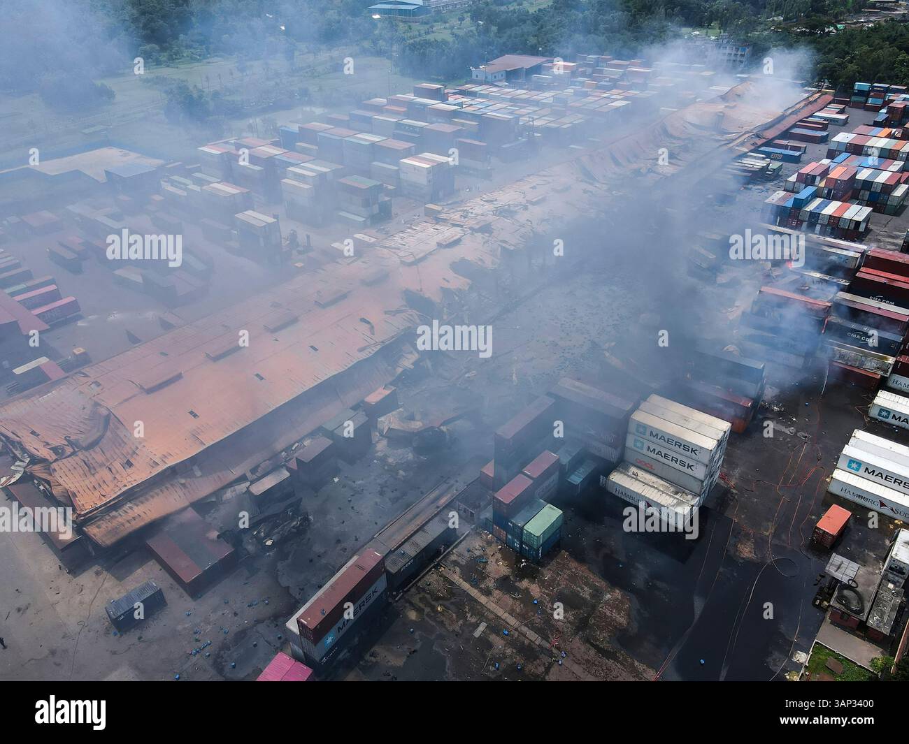 Sitakunda, Bangladesh - 05 June 2022: Aerial view of fire damage and ...
