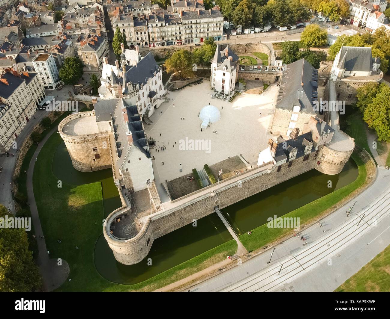 Aerial View Of Ch teau Des Ducs De Bretagne Nantes France Stock Photo aerial-view-of-ch-teau-des-ducs-de-bretagne-nantes-france-stock-photo