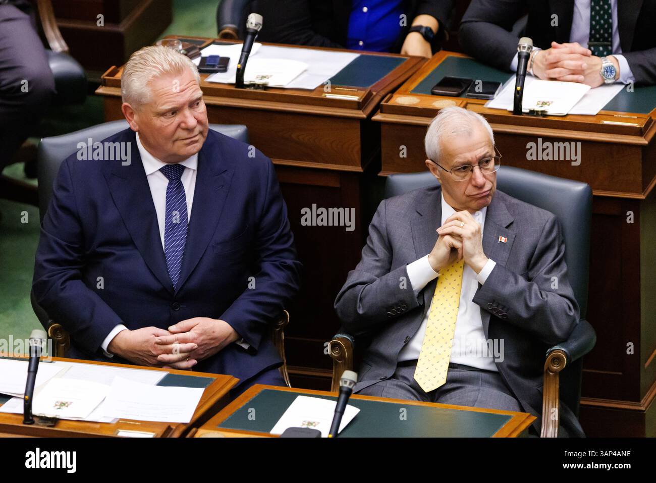 Toronto, Canada. 15th Apr, 2025. Ontario Premier Doug Ford, and MPP Vic ...